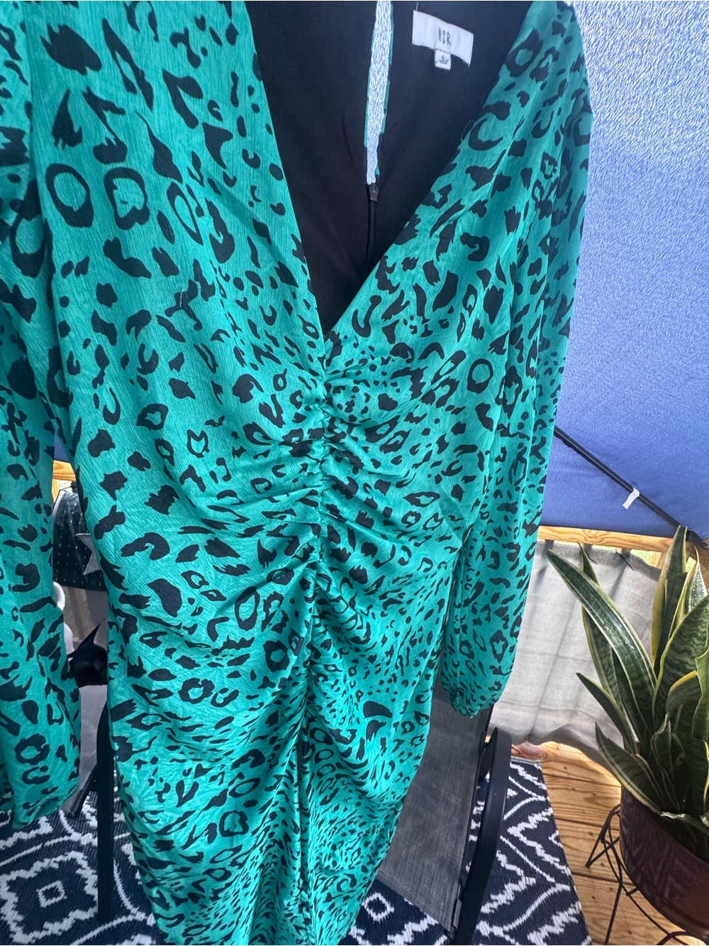NSR Black and Teal Leopard Print Dress